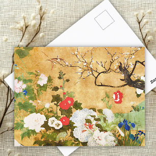 Flowers of the four seasons, Saito Ippo, Asian Art Postcard