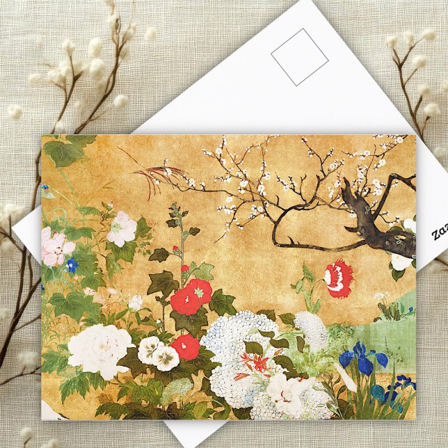 Flowers of the four seasons, Saito Ippo, Asian Art Postcard (Creator Uploaded)