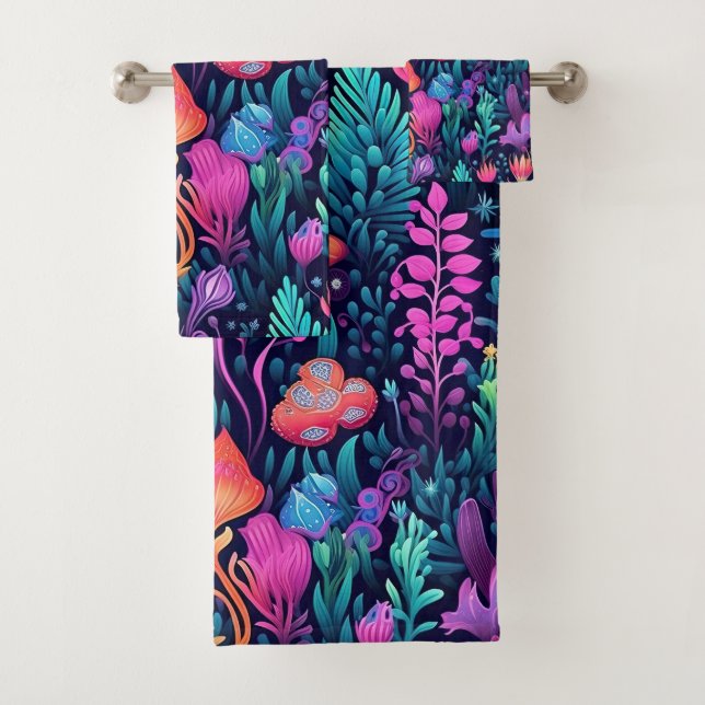 Flowers of the Sea - Aqua Flora Bath Towel Set (Insitu)