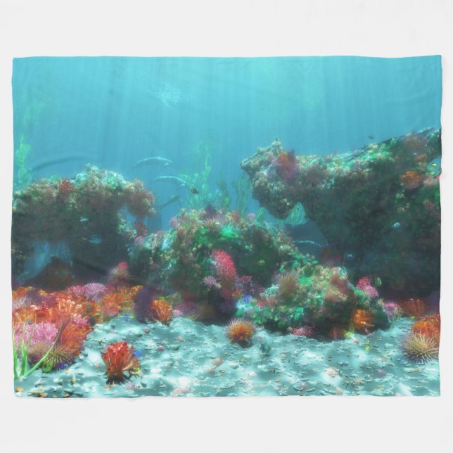 Flowers of the Sea Fleece Blanket (Front (Horizontal))