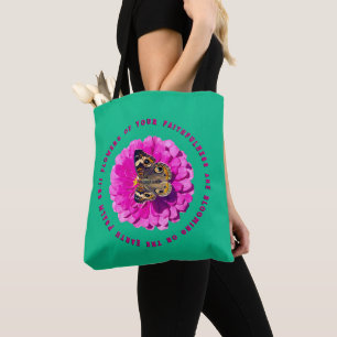 Flowers of Your Faithfulness Psalms Butterfly Tote Bag