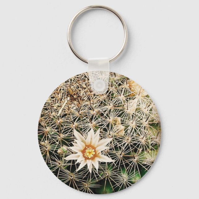 Flowers on a Cactus Key Ring (Front)