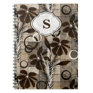 Flowers on a checkered background in a rustic styl notebook