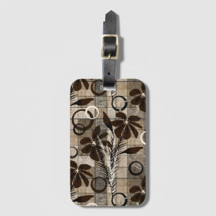 Flowers on a chequered background in a rustic styl luggage tag