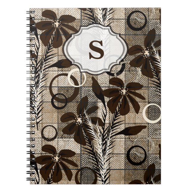 Flowers on a chequered background in a rustic styl notebook (Front)