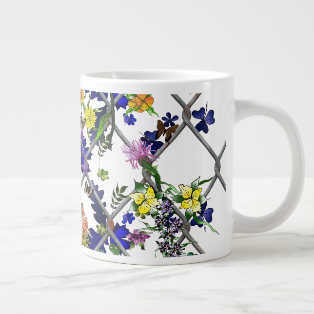 Flowers on a Fence Large Coffee Mug (Right)