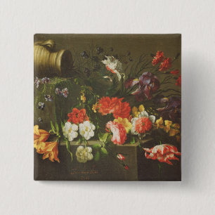 Flowers on a Ledge, 1665 15 Cm Square Badge