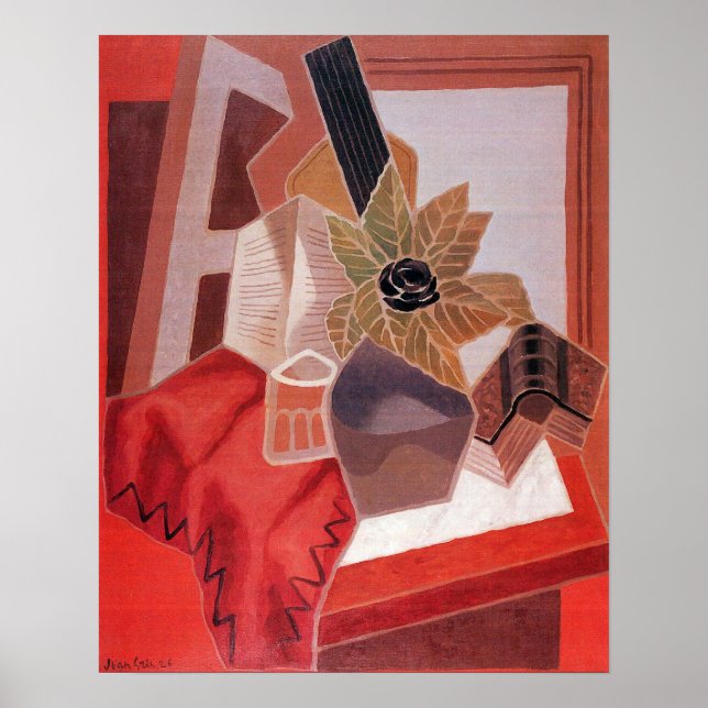 Flowers on a Table by Juan Gris, Vintage Cubism Poster (Front)