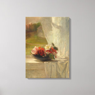 Flowers on a Window Ledge by John La Farge Canvas Print