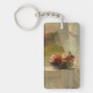 Flowers on a Window Ledge by John La Farge Key Ring