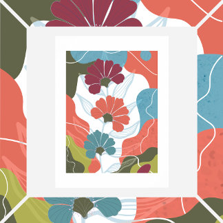 Flowers on abstract background poster