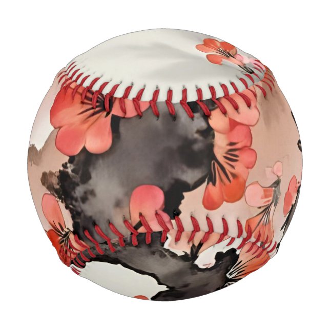 Flowers on Black Baseball (Front)