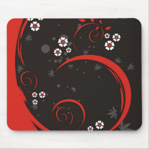 Flowers on Black - Mousepad