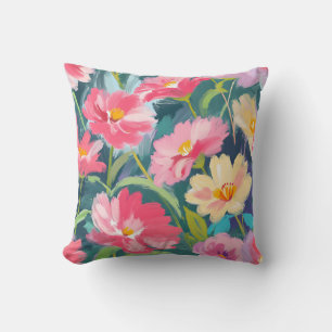 Flowers on Blue Cushion