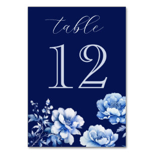 Flowers on Blue Table Number
