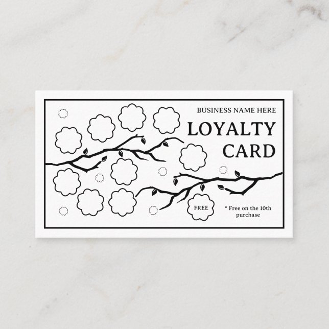 Flowers on branches Elegant Loyalty Card (Front)