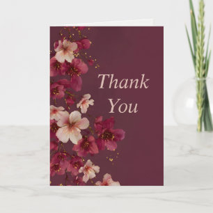 Flowers on Burgundy Thank You Card
