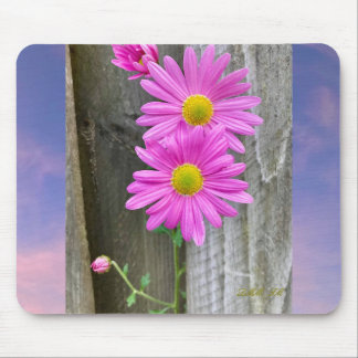 Flowers on fence mouse pad.  pad