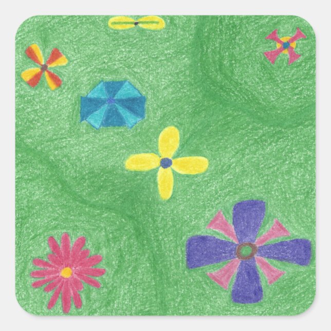 Flowers on Grassy Hills Stickers (Front)