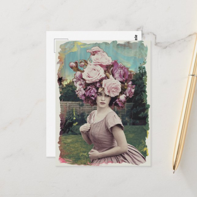 Flowers on Her Head Postcard (Front/Back In Situ)
