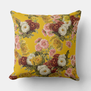 Flowers on Mustard Yellow Cushion