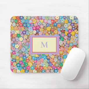 Flowers on my Desk Monogram Mouse Pad