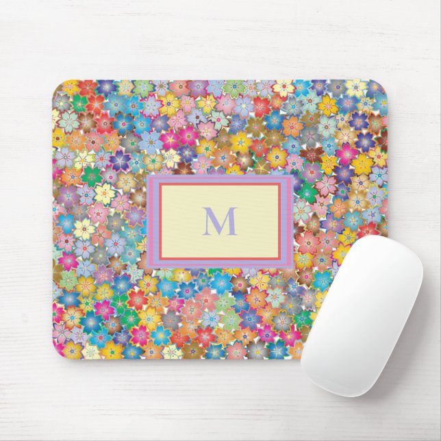 Flowers on my Desk Monogram Mouse Pad (With Mouse)