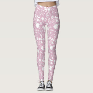 Flowers on net 01.bx4 Lpink BG Leggings