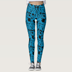 Flowers on net 01.wx4 blue BG Leggings
