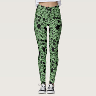 Flowers on net 01.wx4 green BG Leggings
