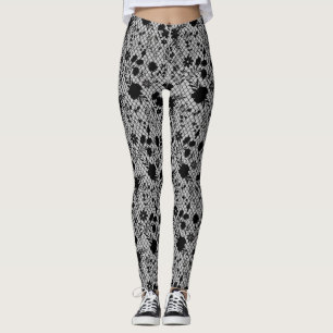 Flowers on net 01.wx4 Grey BG Leggings