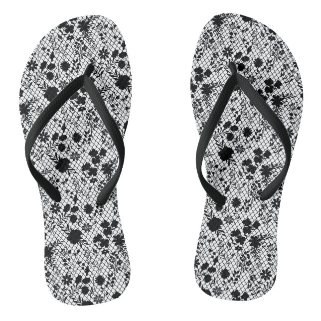 Flowers on net 01.wx4 White BG Jandals (Footbed)