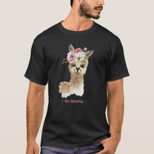 Flowers On No Drama Lama Water Colour Back To Scho T-Shirt