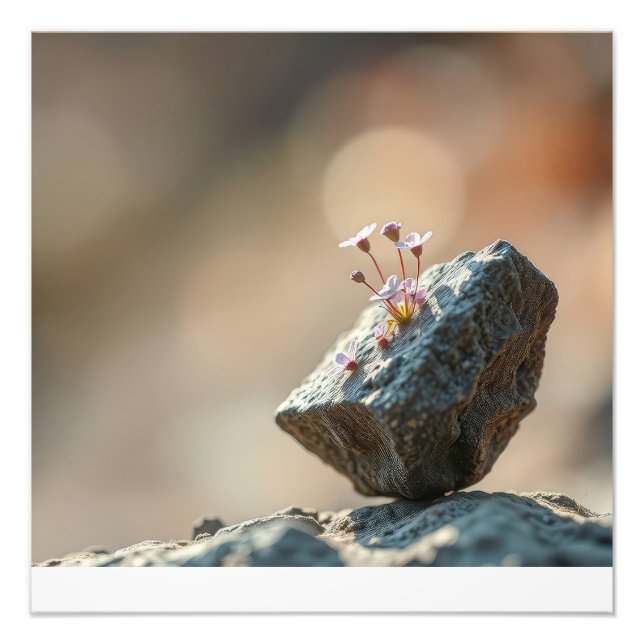 Flowers on Rock Photo Print (Front)