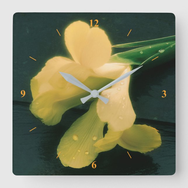 Flowers on Slate, version 2 Square Wall Clock (Front)