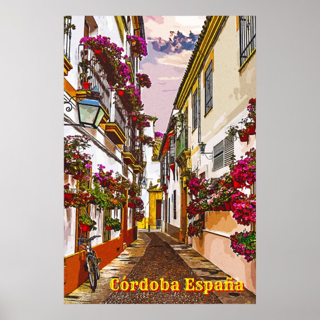 Flowers on the street. Cordoba, Andalusia, Spain. Poster (Front)
