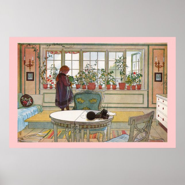 Flowers on the Window Sill Larsson Canvas Print (Front)
