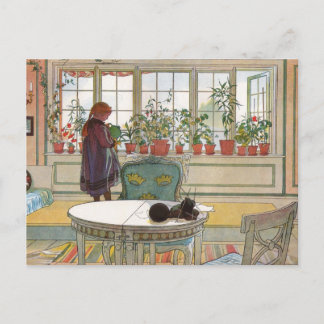 Flowers on the Windowsill by Carl Larsson Art Postcard