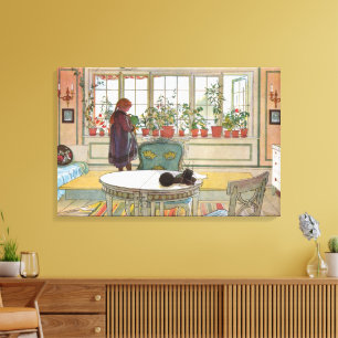 Flowers on the Windowsill by Carl Larsson Canvas Print
