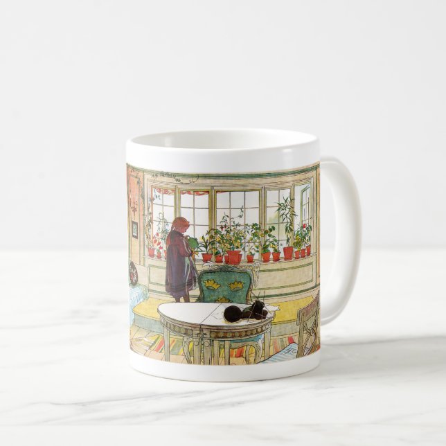 Flowers on the Windowsill by Carl Larsson Coffee Mug (Front Right)