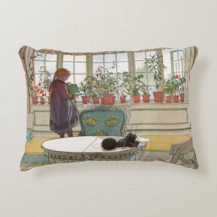 Flowers on the Windowsill by Carl Larsson Decorative Cushion