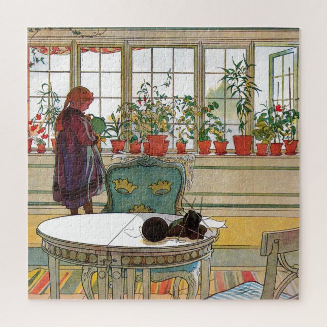 Flowers on the Windowsill by Carl Larsson Jigsaw Puzzle (Vertical)