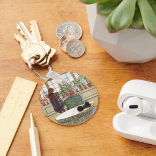 Flowers on the Windowsill by Carl Larsson Key Ring