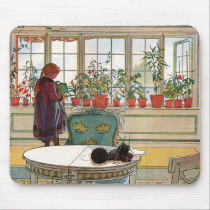 Flowers on the Windowsill by Carl Larsson Mouse Pad