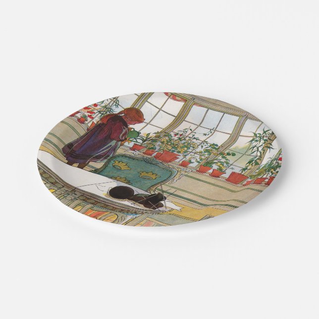 Flowers on the Windowsill by Carl Larsson Paper Plate (Angled)