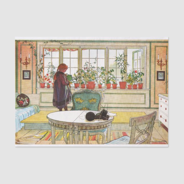 Flowers on the Windowsill by Carl Larsson Tissue Paper (Front)