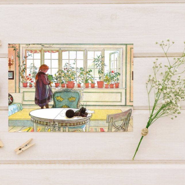 Flowers on the Windowsill Carl Larsson Swedish Postcard (Creator Uploaded)