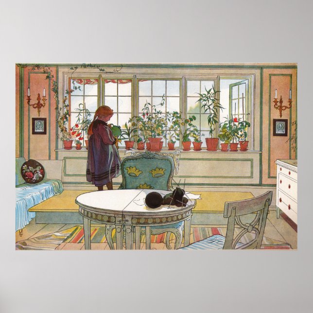 Flowers on the Windowsill From A Home Carl Larsson Poster (Front)