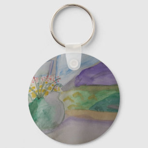 Flowers On The Windowsill Key Ring