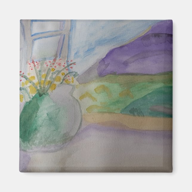 Flowers On The Windowsill Magnet (Front)